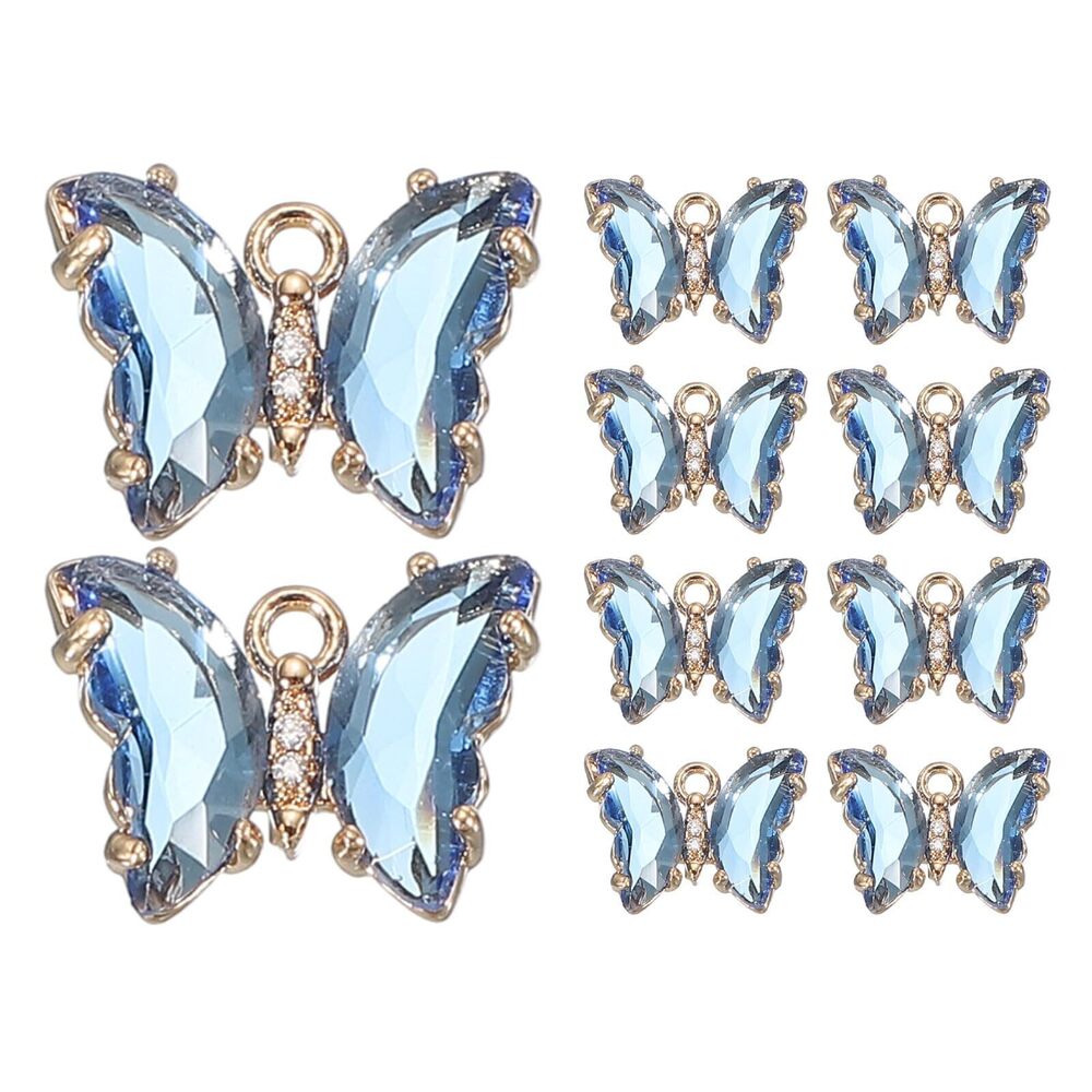 5919 10 Pcs Rhinestone Butterfly Charm Crystal Butterfly Rhinestones